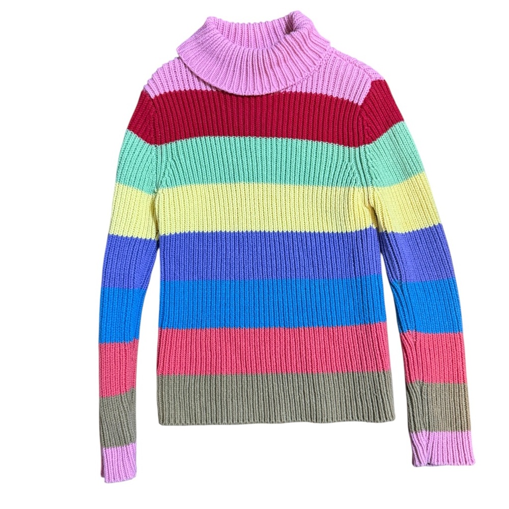 The Children’s Place Girls Sz 5-6 Rainbow Stripe Turtleneck Sweater Cozy Comfort